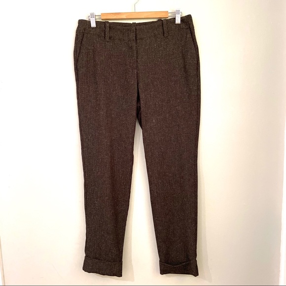 J. Jill Chocolate Brown Tweed Trousers Size 10 - Picture 2 of 7
